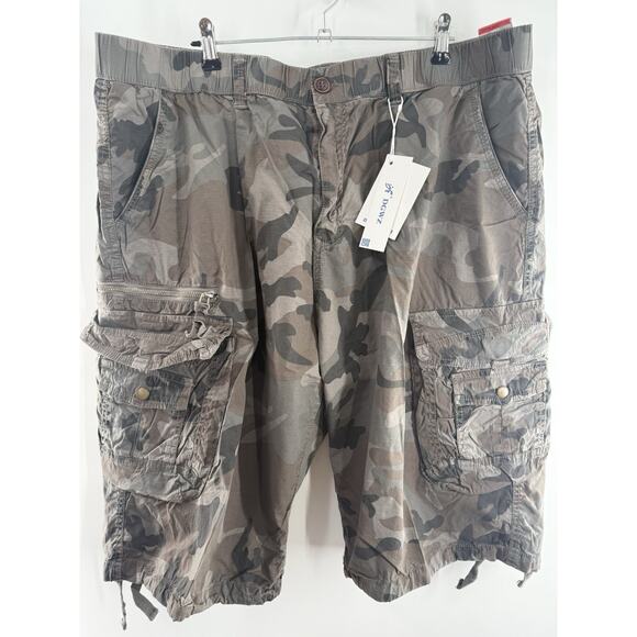 Men's Cargo Shorts Elastic Waist Multi Pocket Hiking Outdoor Camo Cotton Sz 42.. - Picture 4 of 16
